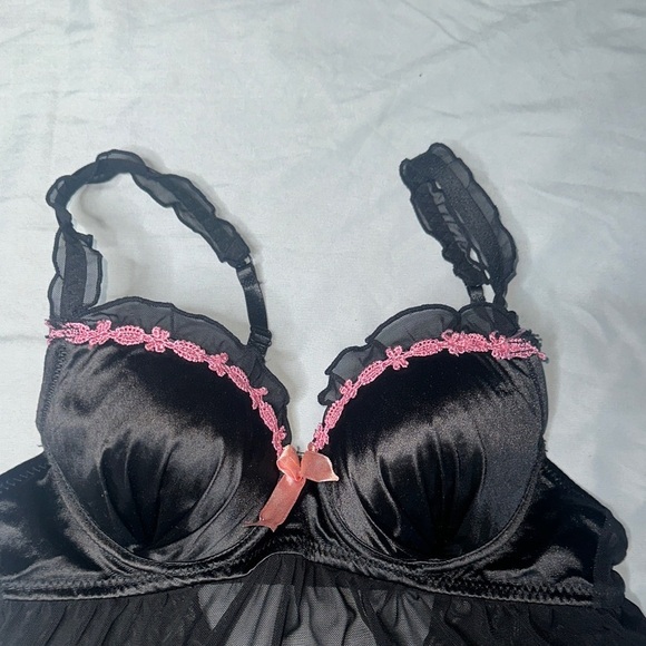 Black and Pink Women's Sheer Lingerie - Picture 6 of 9
